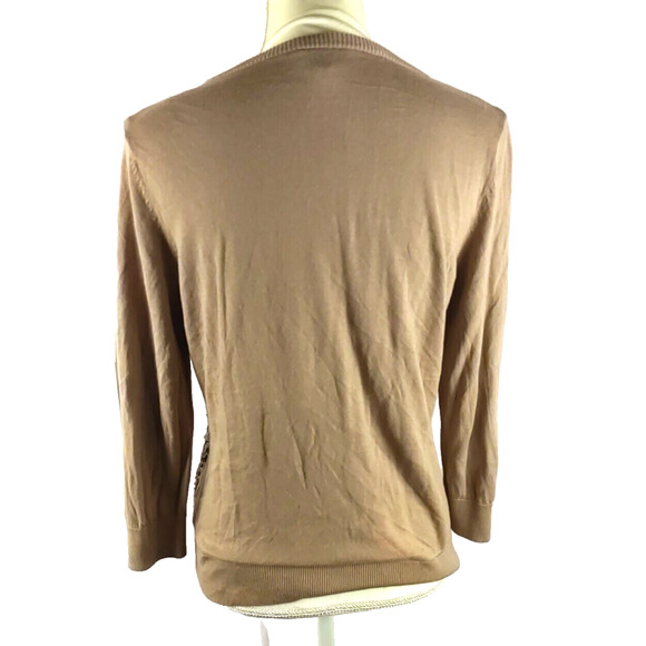 Talbots Women Sequins Snap Sweater Cardigan Long Sleeves Size L Color Tan - Picture 5 of 9